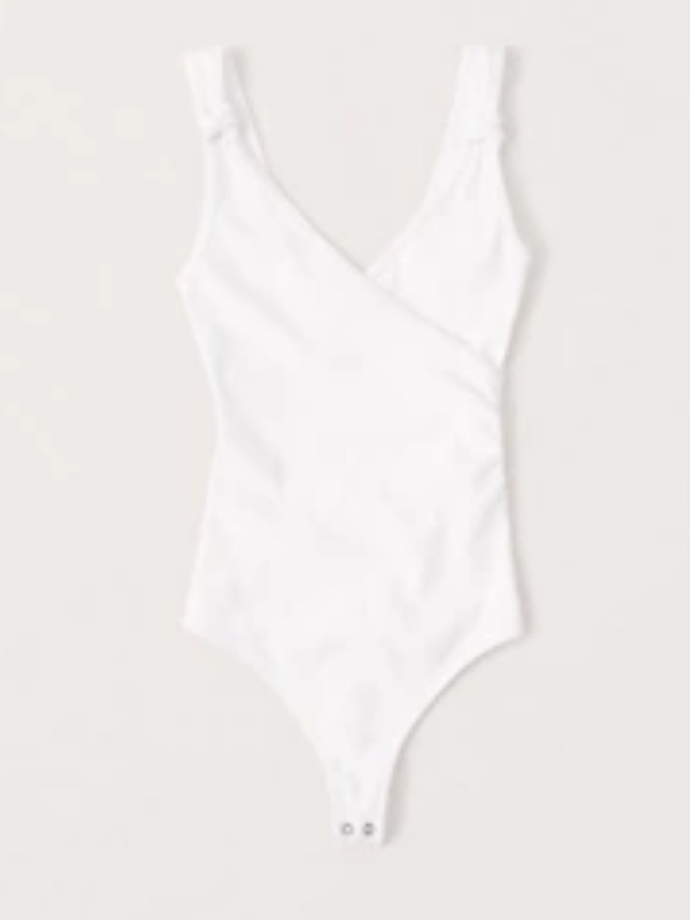 Abercrombie & Fitch White Ribbed Wrap Bodysuit with Knot Straps